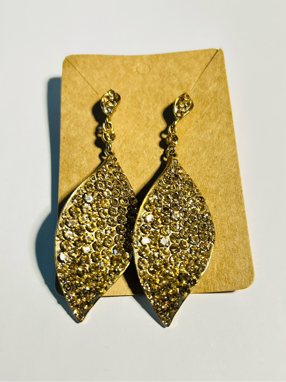 Rhinestone Crystal Leaf Drop Earrings